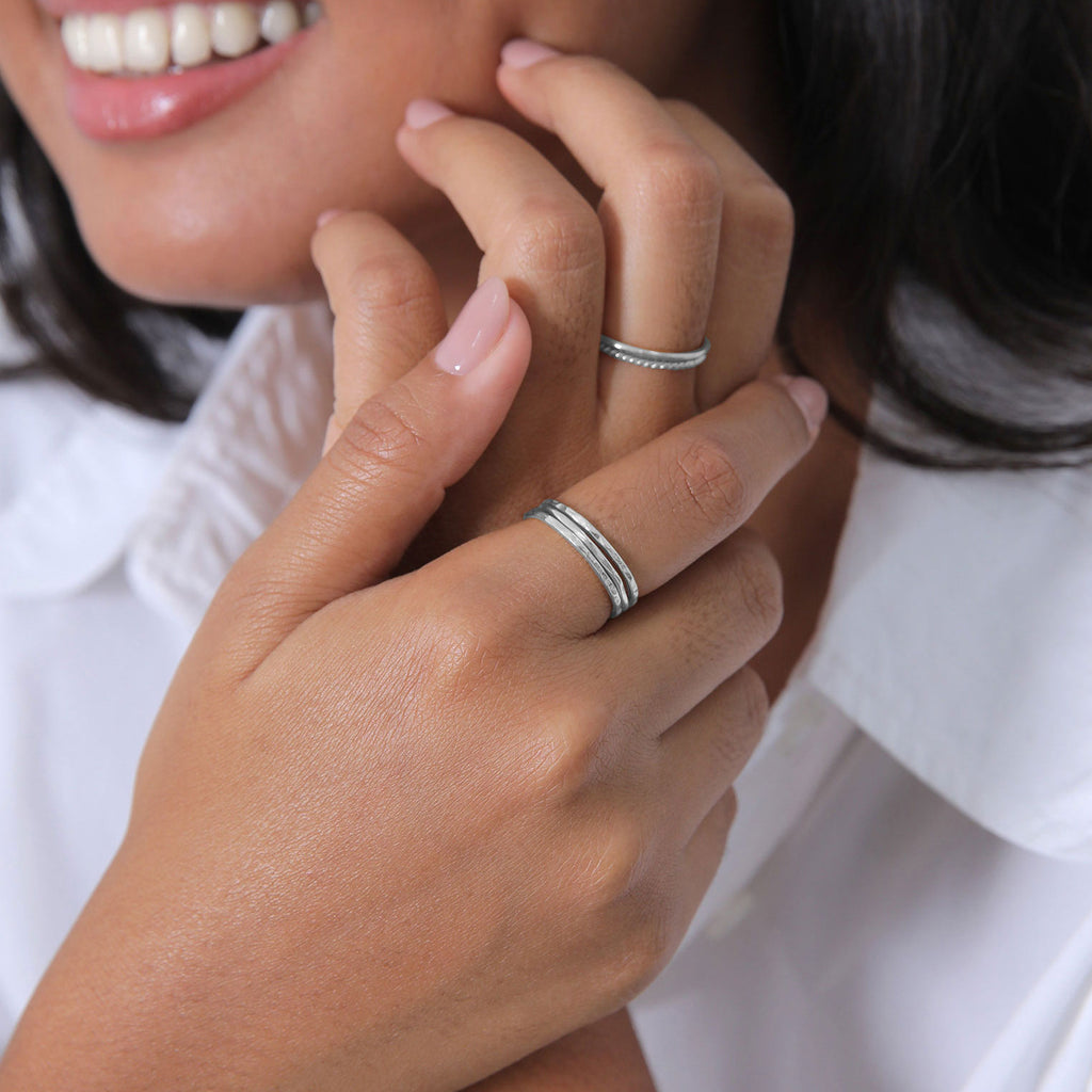 Silber - Elli | Bandring 5er Set | 925er Sterling Silber