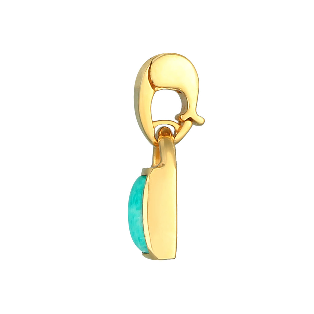 Gold - Elli | Anhänger | Amazonit ( Blau ) | 925 Sterling Silber vergoldet