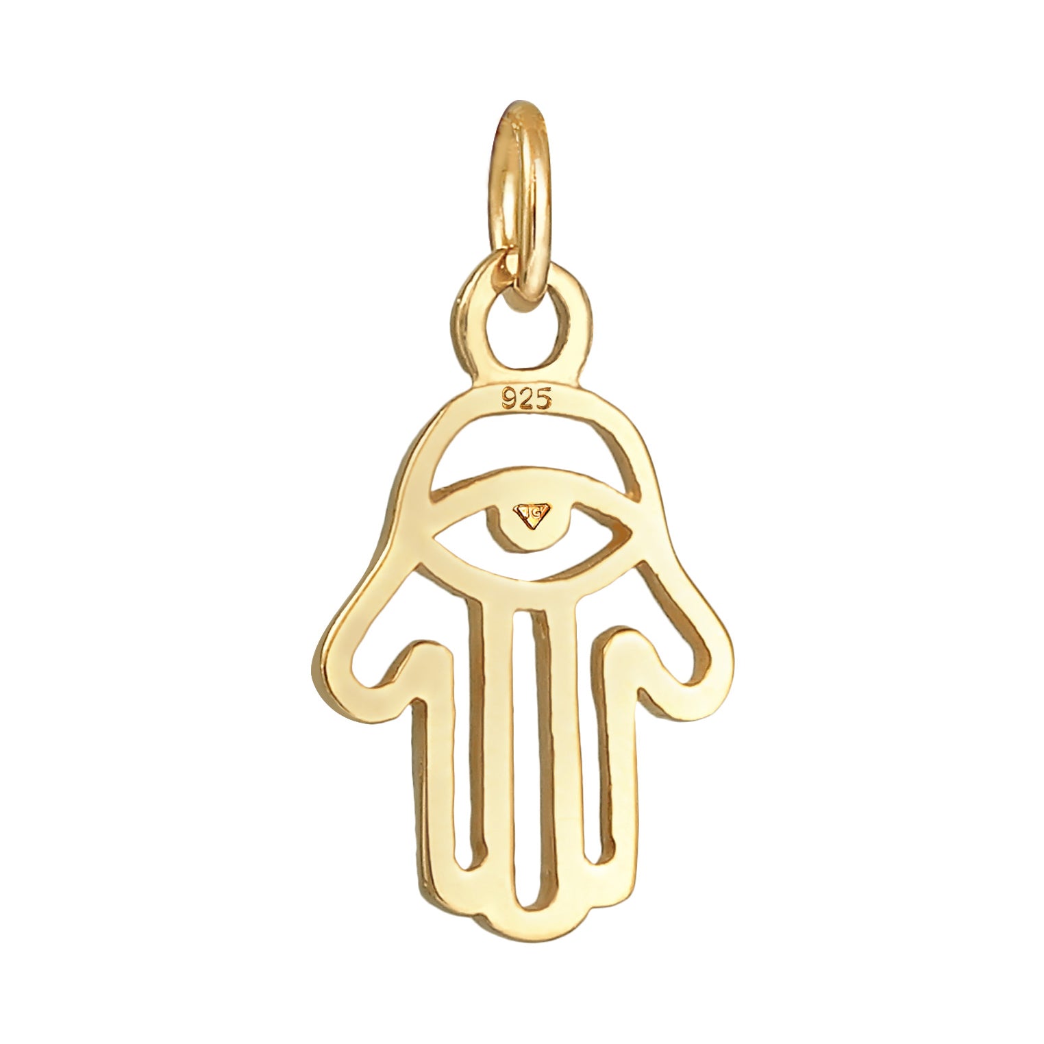 Gold - Elli | Anhänger Hamsa Hand | 925 Sterling Silber vergoldet