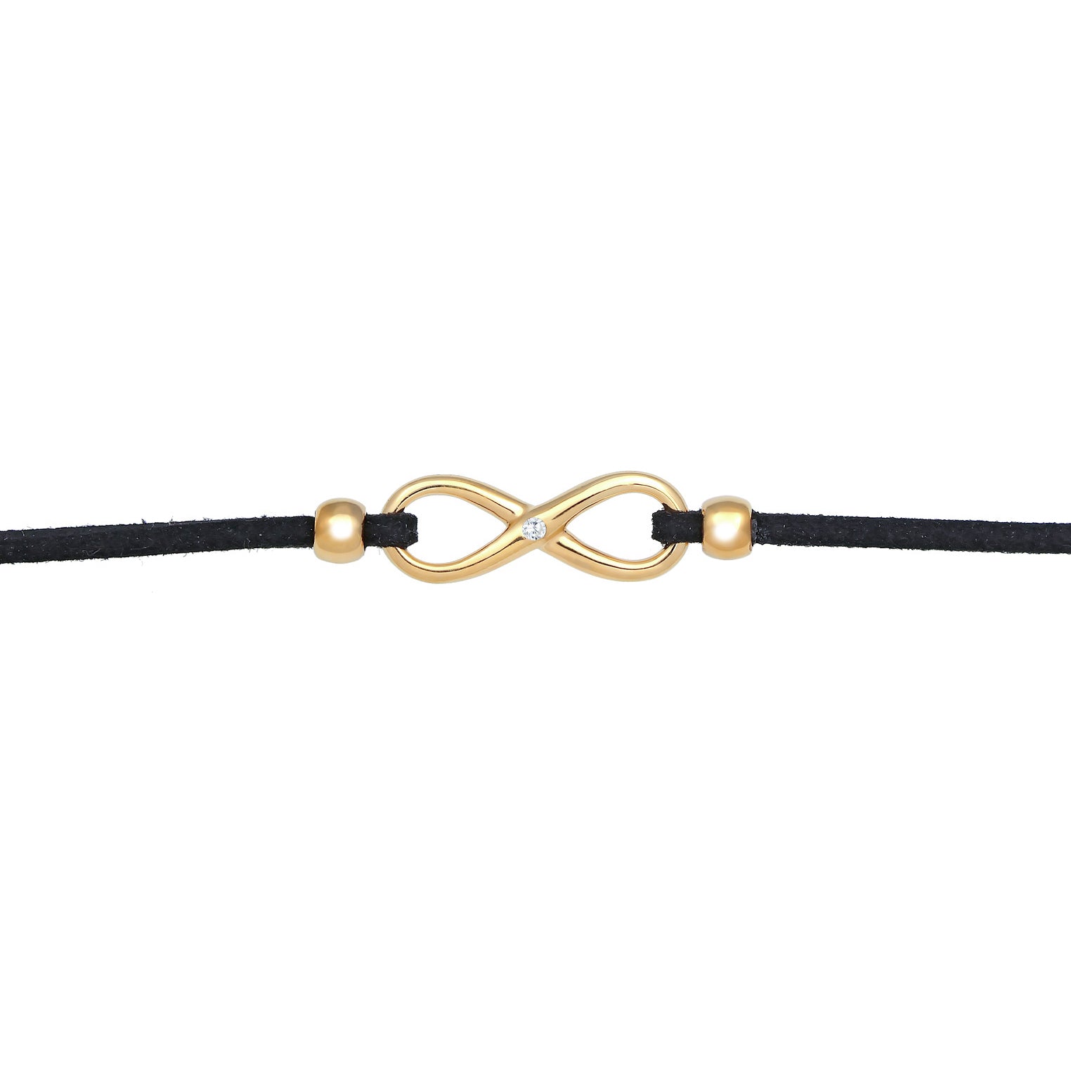 Gold - Elli | Choker | Kunstleder, Zirkonia (Weiß) | 925 Sterling Silber vergoldet