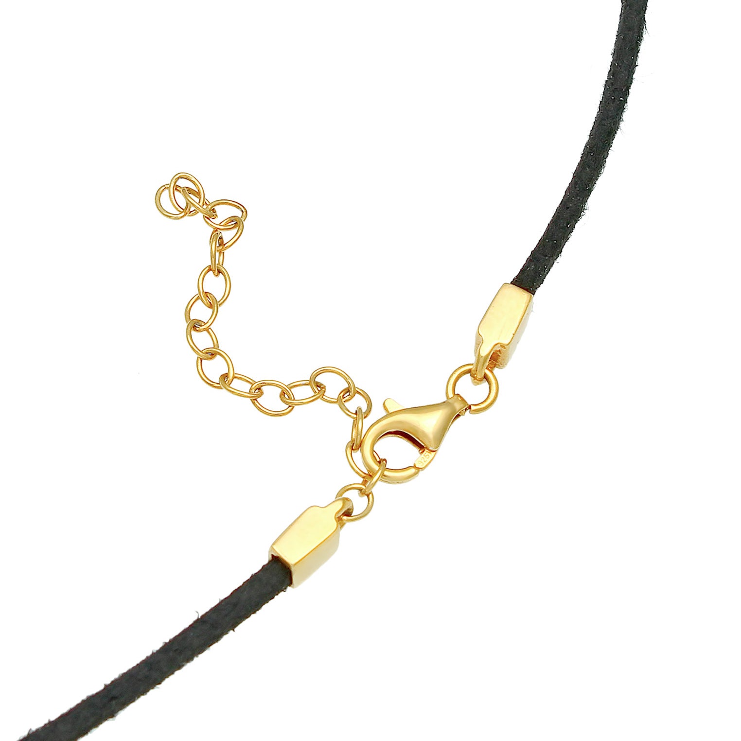 Gold - Elli | Choker | Kunstleder, Zirkonia (Weiß) | 925 Sterling Silber vergoldet