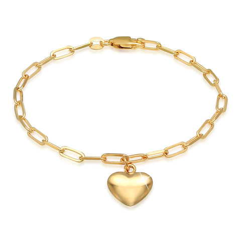 Gold - Elli | Glieder-Armband Herz | 925 Sterling Silber vergoldet