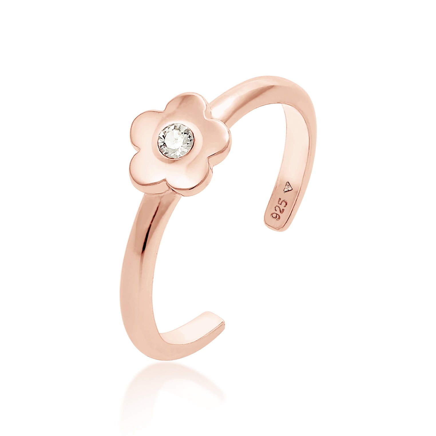 Roségold - Elli | Ring Blume | Mit Kristallen von Swarovski® (Weiß) | 925 Sterling Silber Rosegold