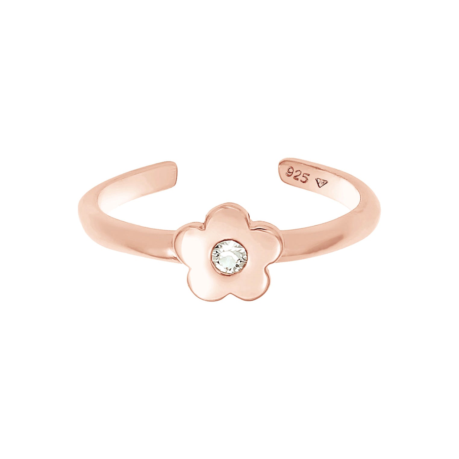 Roségold - Elli | Ring Blume | Kristall ( Weiß ) | 925 Sterling Silber Rosegold