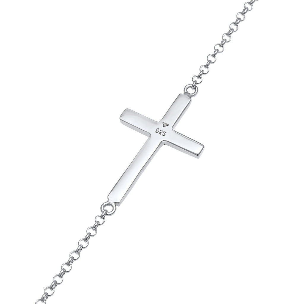 Silber - Elli | Fußkettchen Kreuz | 925er Sterling Silber