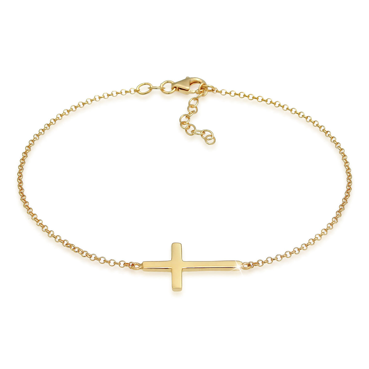 Gold - Elli | Fußkettchen Kreuz | 925 Sterling Silber vergoldet