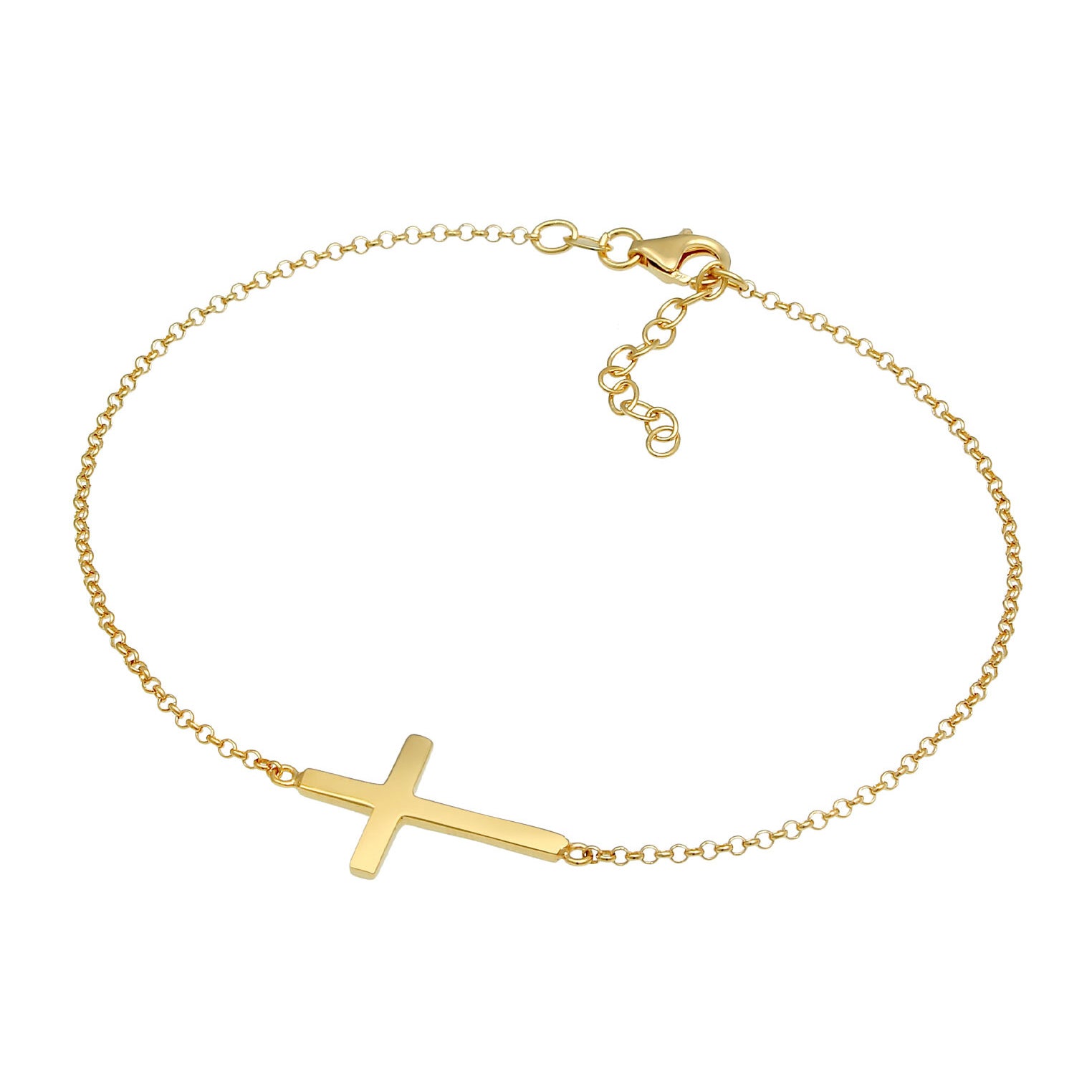 Gold - Elli | Fußkettchen Kreuz | 925 Sterling Silber vergoldet