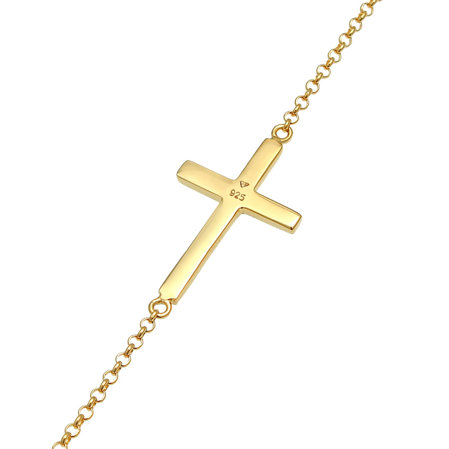 Gold - Elli | Fußkettchen Kreuz | 925 Sterling Silber vergoldet