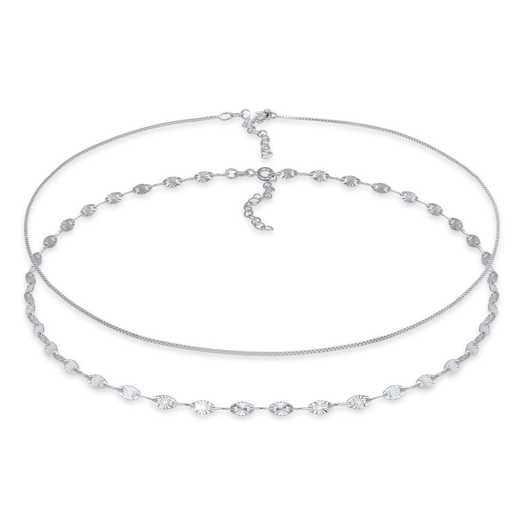 Silber - Elli | Choker 2er Set Vintage | 925er Sterling Silber