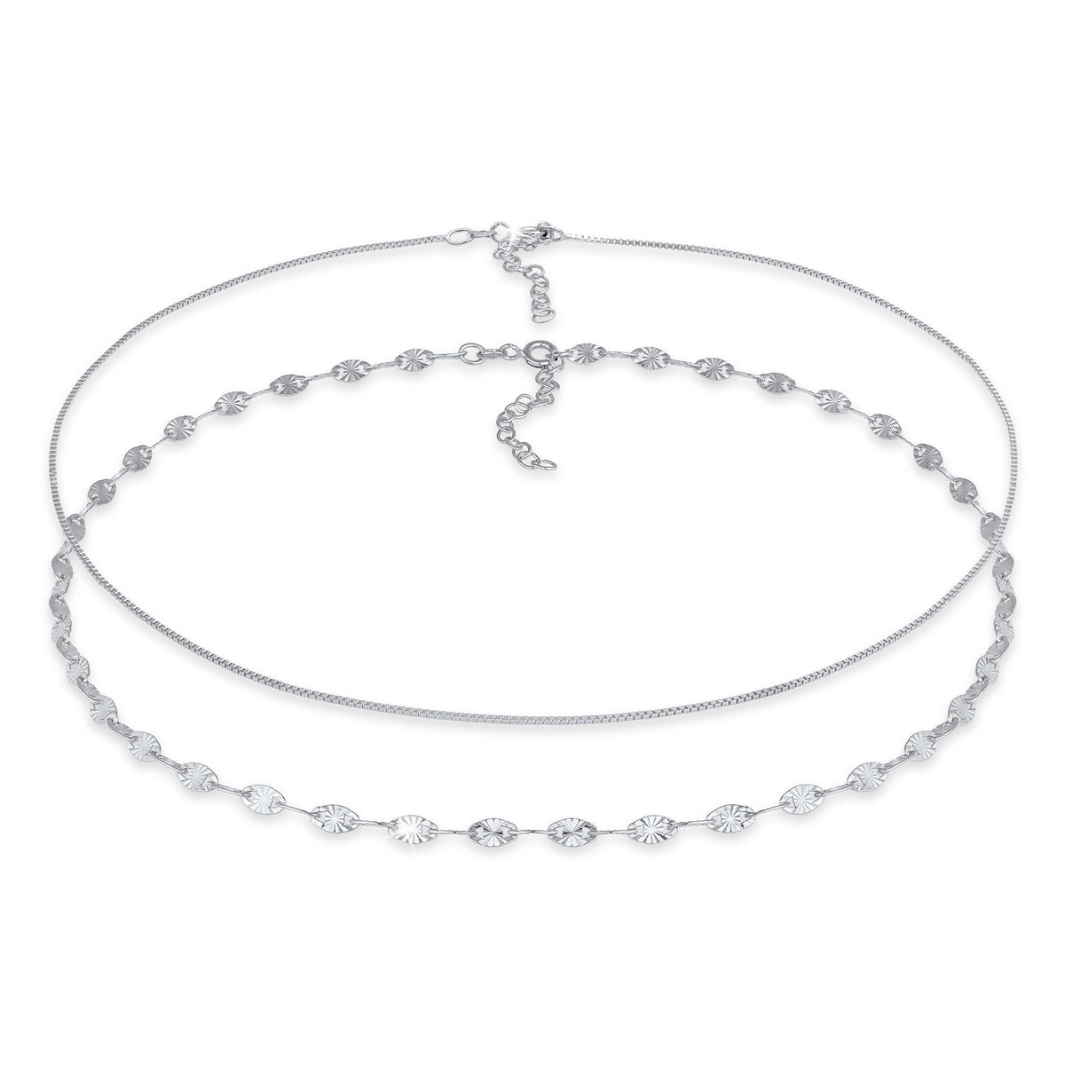 Silber - Elli | Choker 2er Set Vintage | 925er Sterling Silber