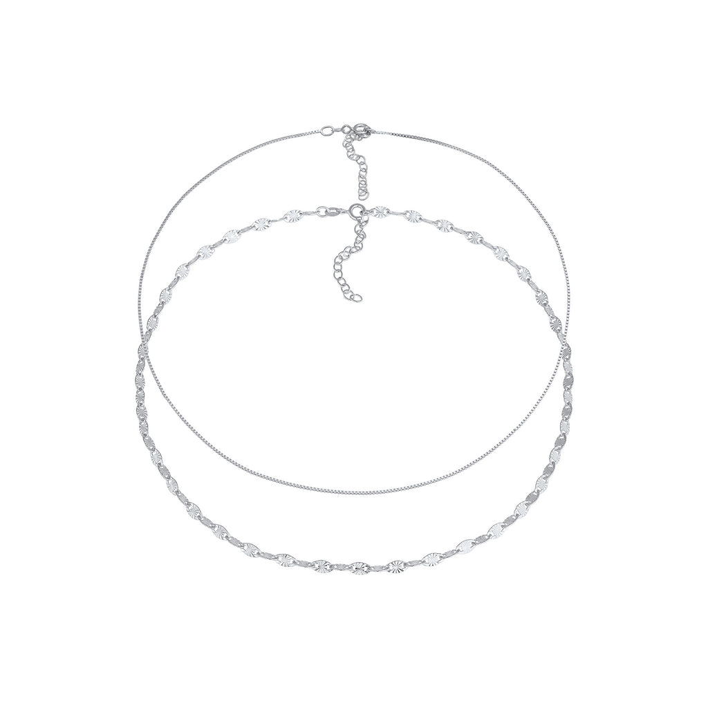 Silber - Elli | Choker 2er Set Vintage | 925er Sterling Silber
