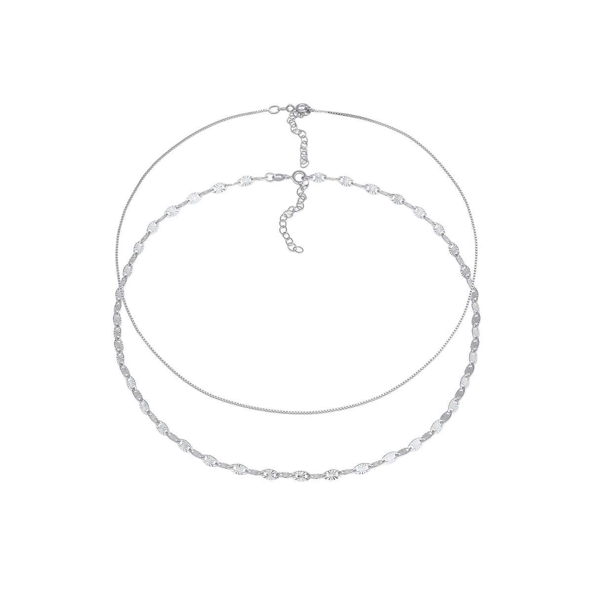 Silber - Elli | Choker 2er Set Vintage | 925er Sterling Silber