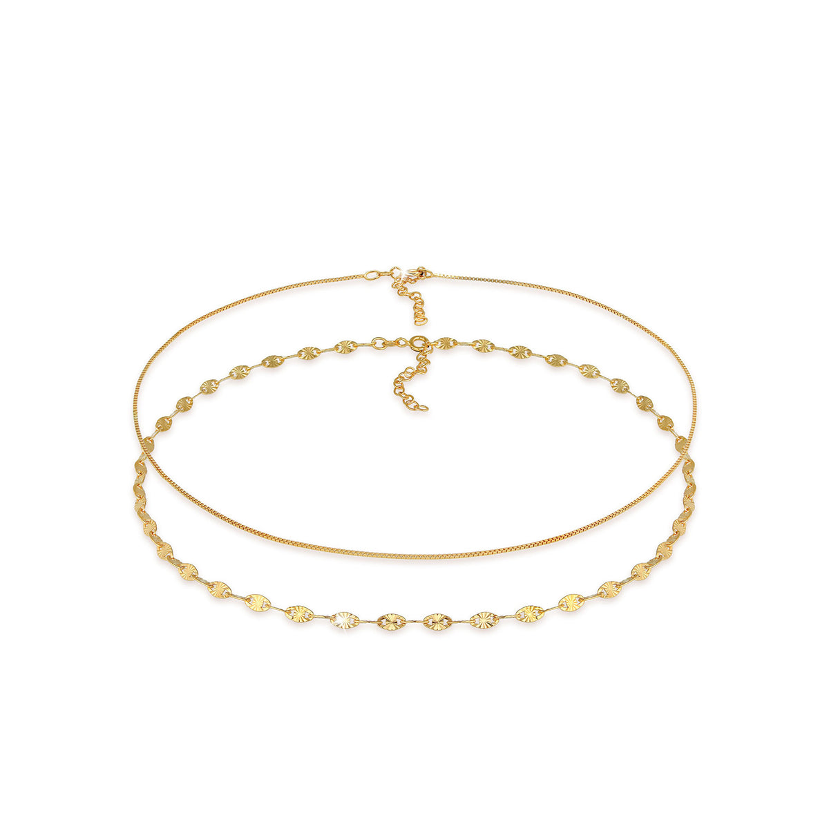 Gold - Elli | Vintage Choker 2er Set | 925er Sterling Silber vergoldet