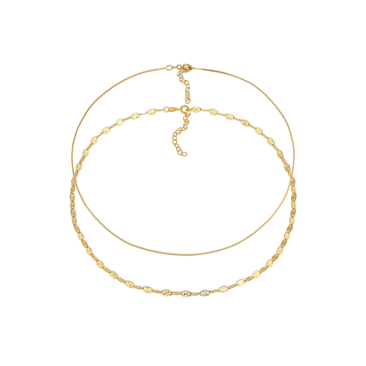Gold - Elli | Vintage Choker 2er Set | 925er Sterling Silber vergoldet