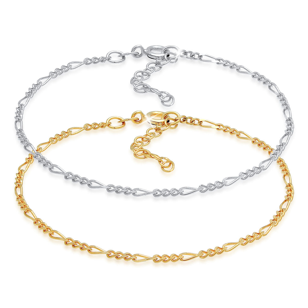 Silber - Elli | Figaro-Armbandset | 925 Sterling Silber vergoldet