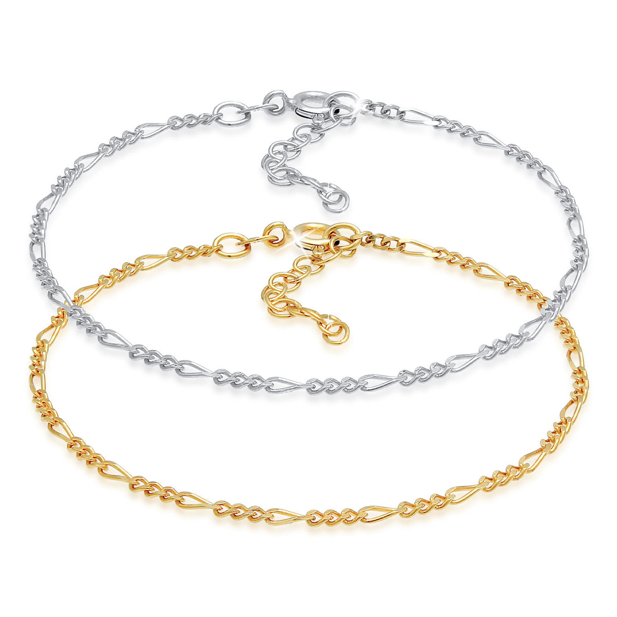 Silber - Elli | Figaro-Armbandset | 925 Sterling Silber vergoldet