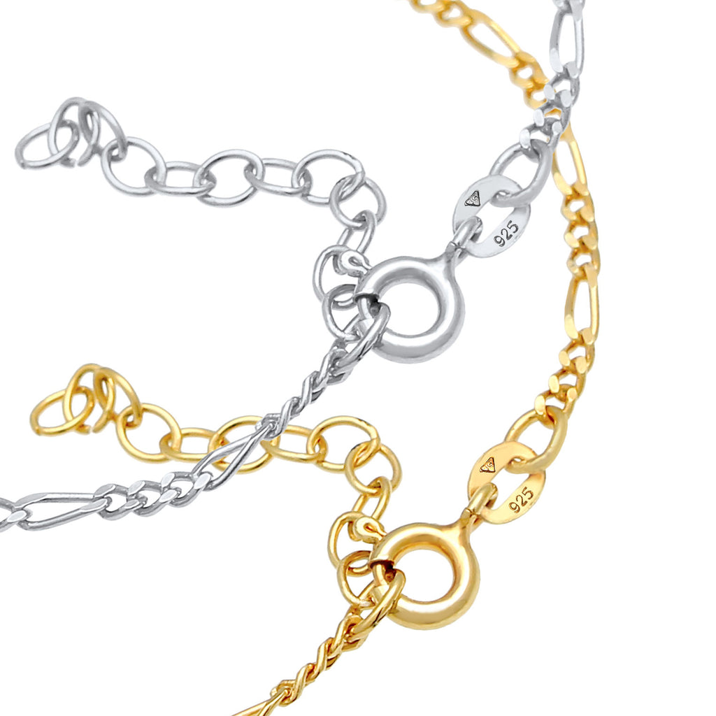 Silber - Elli | Figaro-Armbandset | 925 Sterling Silber vergoldet