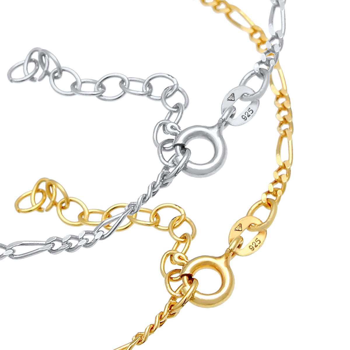 Silber - Elli | Figaro-Armbandset | 925 Sterling Silber vergoldet