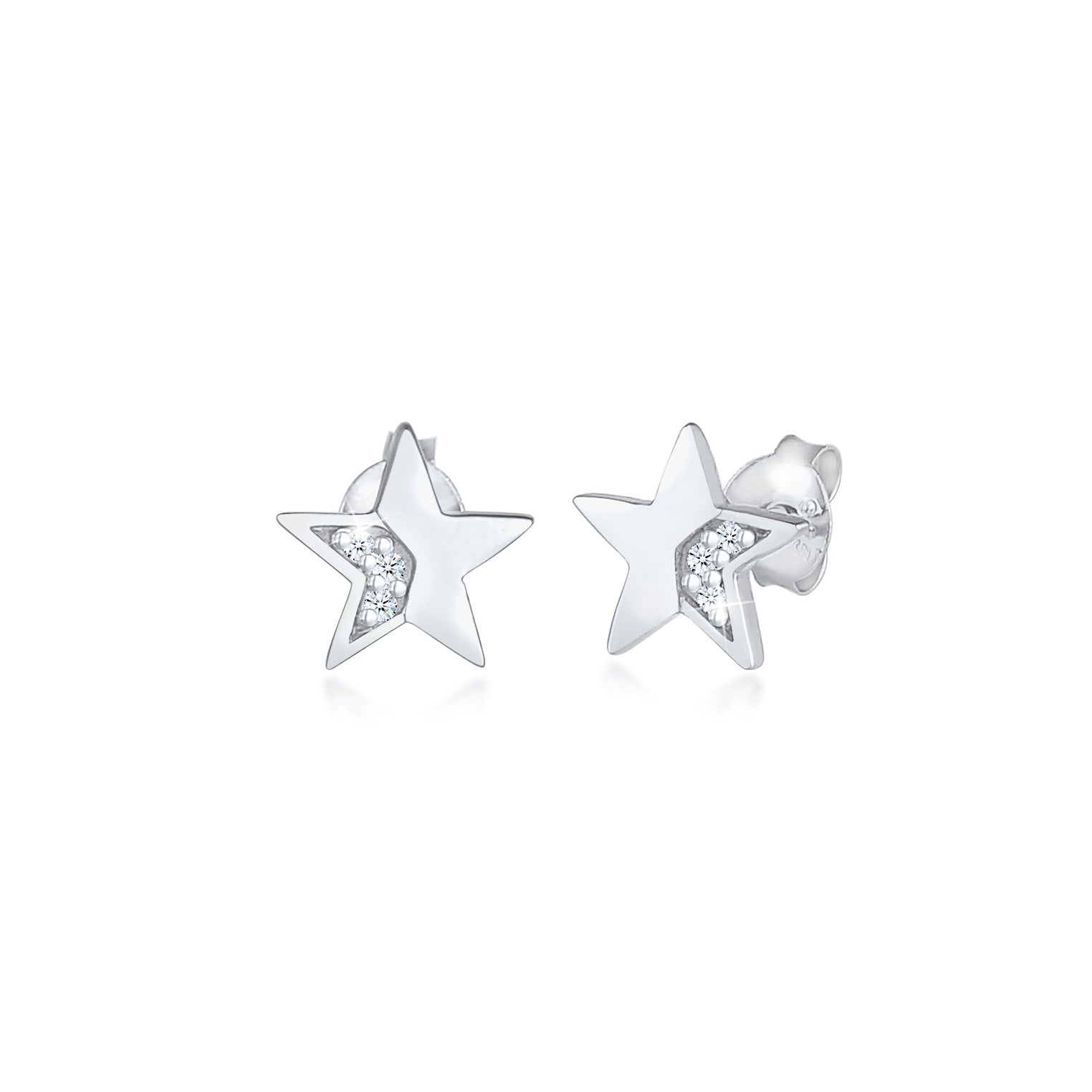 Silber - Elli DIAMONDS | Ohrstecker Astro | Diamant ( Weiß, 0,03 ct ) | 925er Sterling Silber