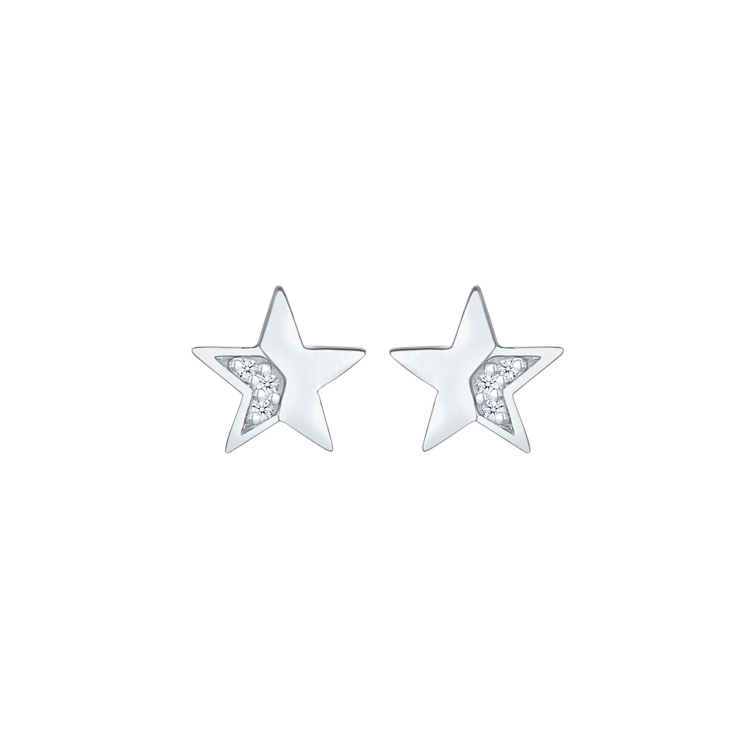 Silber - Elli DIAMONDS | Ohrstecker Astro | Diamant ( Weiß, 0,03 ct ) | 925er Sterling Silber