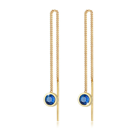 Gold - Elli | Ohrhänger| Saphir ( Blau ) | 925 Sterling Silber vergoldet