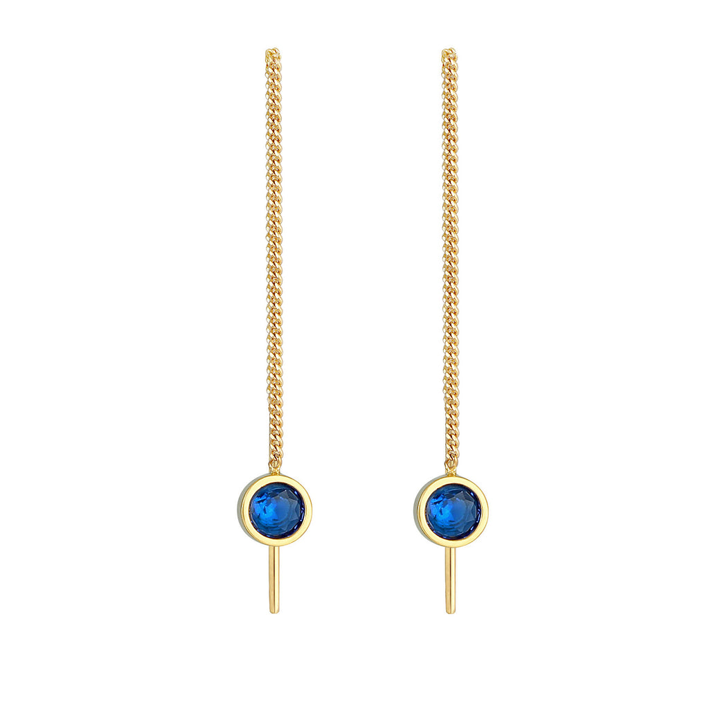 Gold - Elli | Ohrhänger| Saphir ( Blau ) | 925 Sterling Silber vergoldet