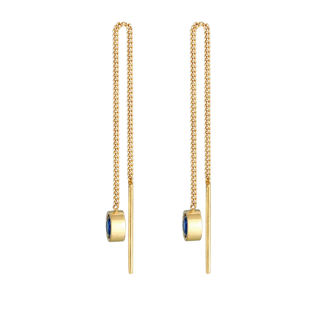 Gold - Elli | Ohrhänger| Saphir ( Blau ) | 925 Sterling Silber vergoldet