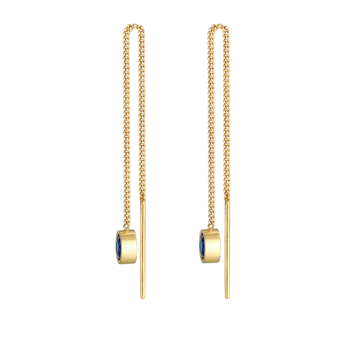 Gold - Elli | Ohrhänger| Saphir ( Blau ) | 925 Sterling Silber vergoldet