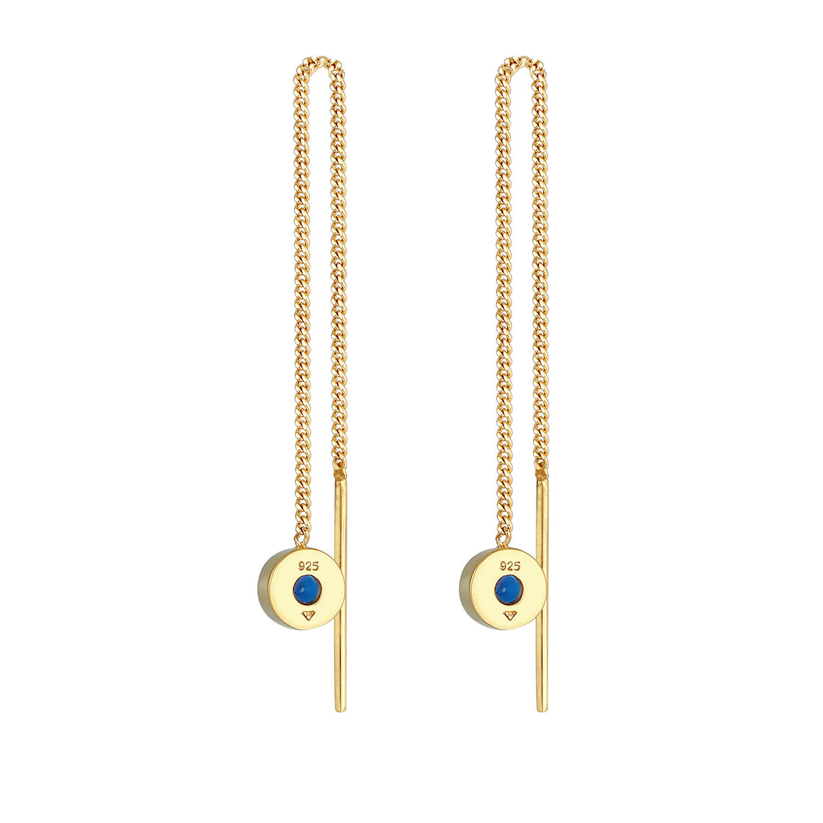 Gold - Elli | Ohrhänger| Saphir ( Blau ) | 925 Sterling Silber vergoldet