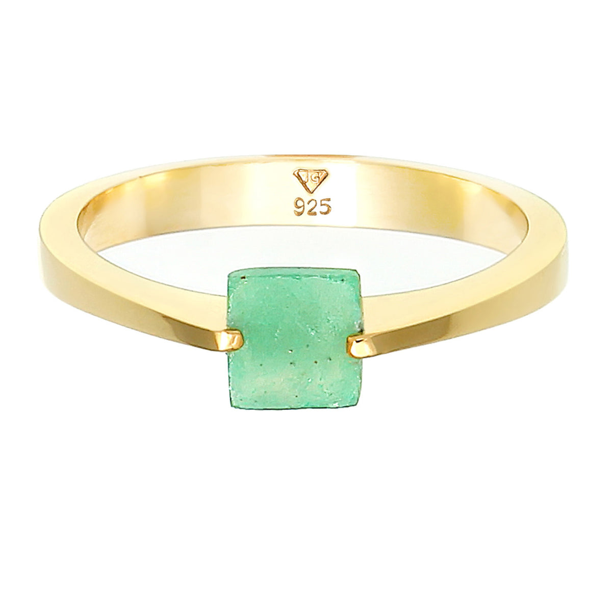 Gold - Elli PREMIUM | Ring | Jade ( Grün ) | 925 Sterling Silber vergoldet