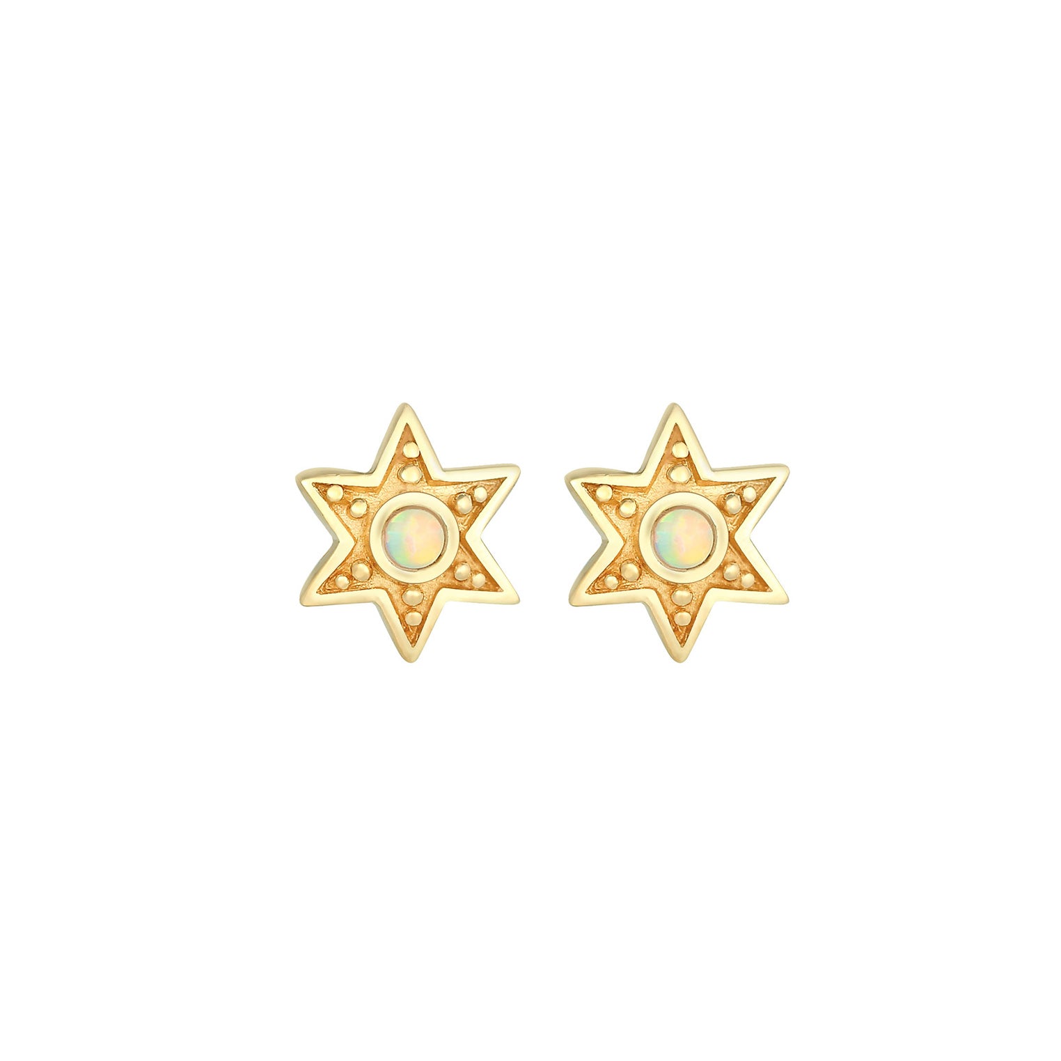 Gold - Elli | Ohrstecker Astro | Opal ( Weiß ) | 925 Sterling Silber vergoldet