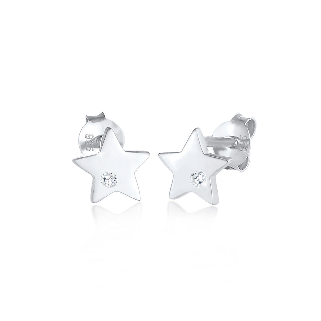 Silber - Elli | Ohrring Astro | Zirkonia ( Weiß ) | 925er Sterling Silber