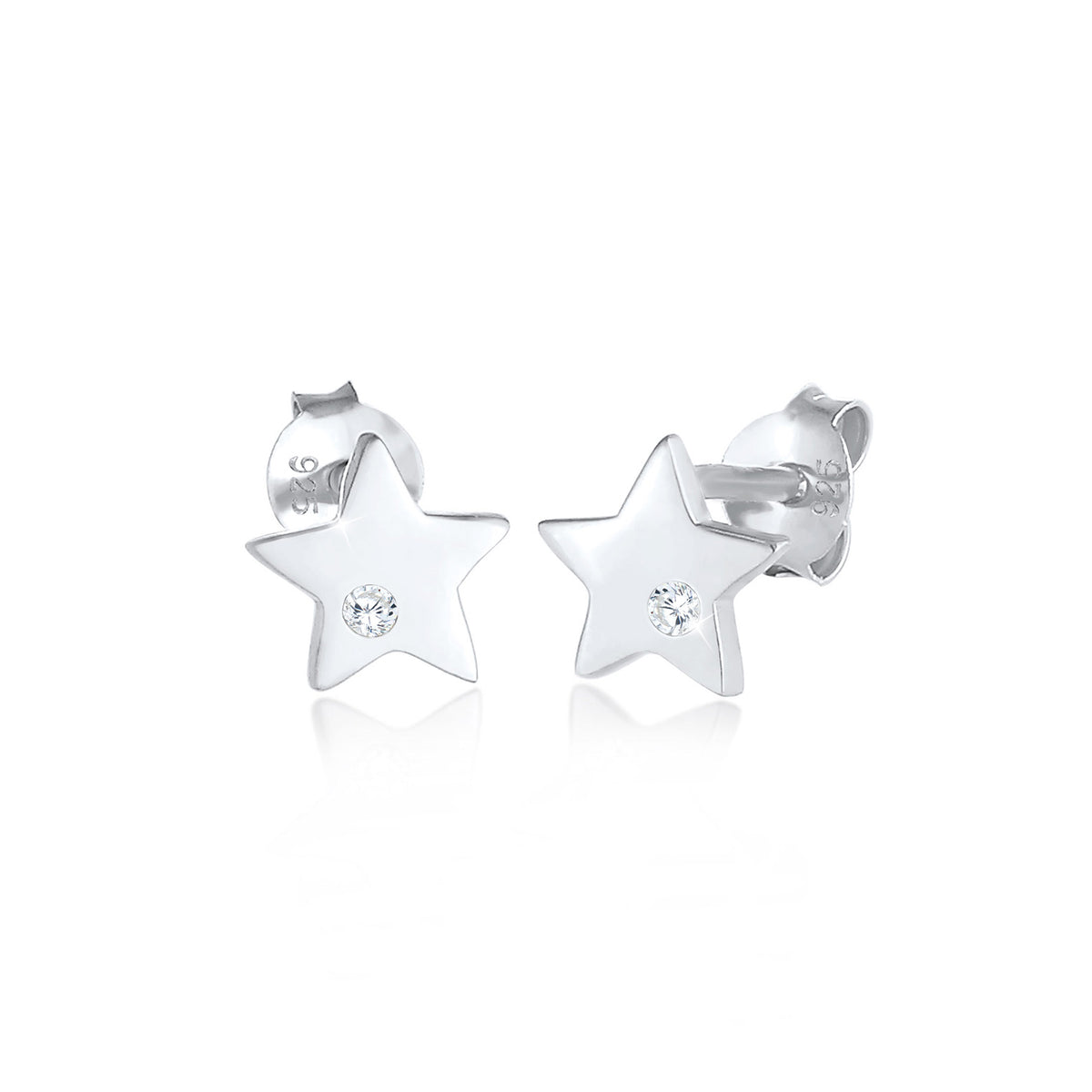 Silber - Elli | Ohrring Astro | Zirkonia ( Weiß ) | 925er Sterling Silber