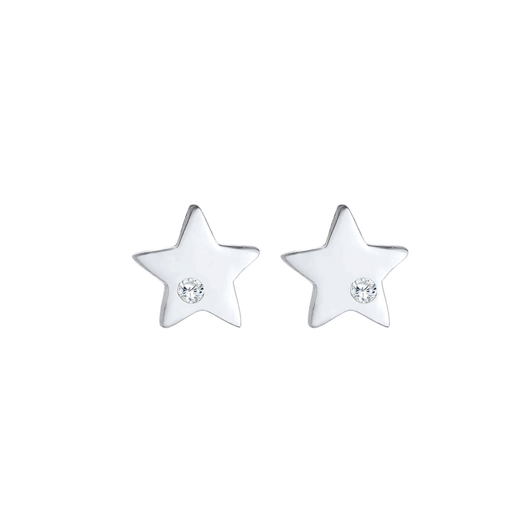 Silber - Elli | Ohrring Astro | Zirkonia ( Weiß ) | 925er Sterling Silber