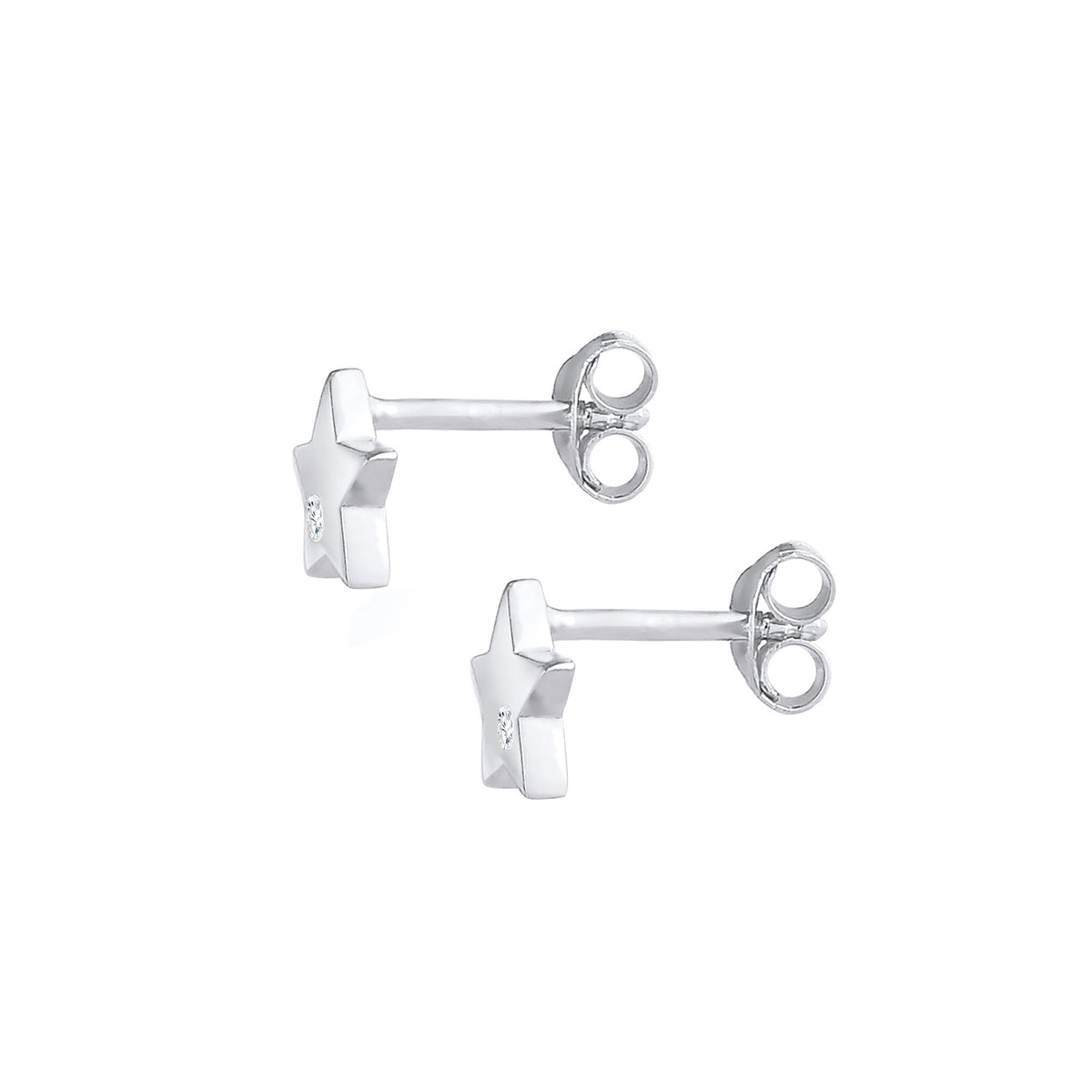 Silber - Elli | Ohrring Astro | Zirkonia ( Weiß ) | 925er Sterling Silber