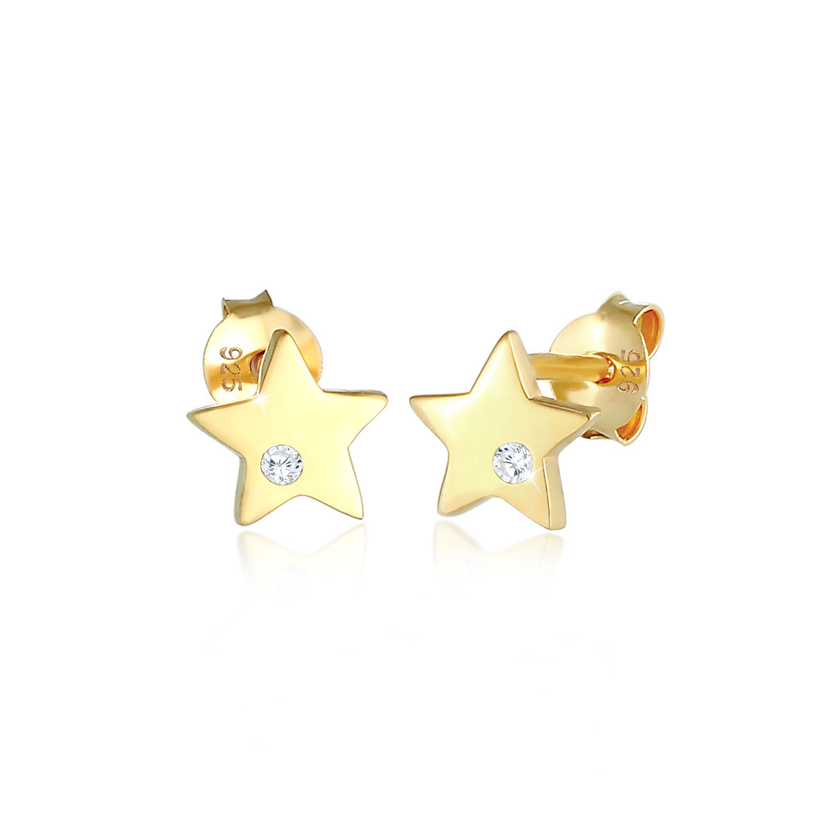 Gold - Elli | Ohrring Astro | Zirkonia ( Weiß ) | 925 Sterling Silber vergoldet