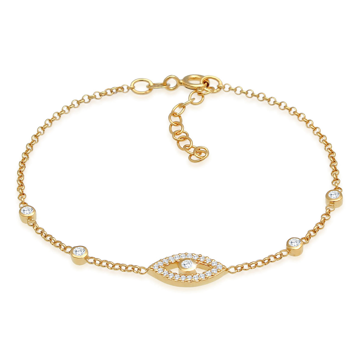 Gold - Elli | Armband Evil Eye | Zirkonia ( Weiß ) | 925 Sterling Silber vergoldet