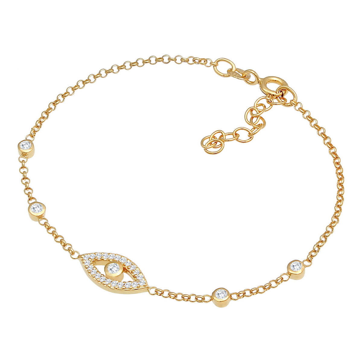 Gold - Elli | Armband Evil Eye | Zirkonia ( Weiß ) | 925 Sterling Silber vergoldet