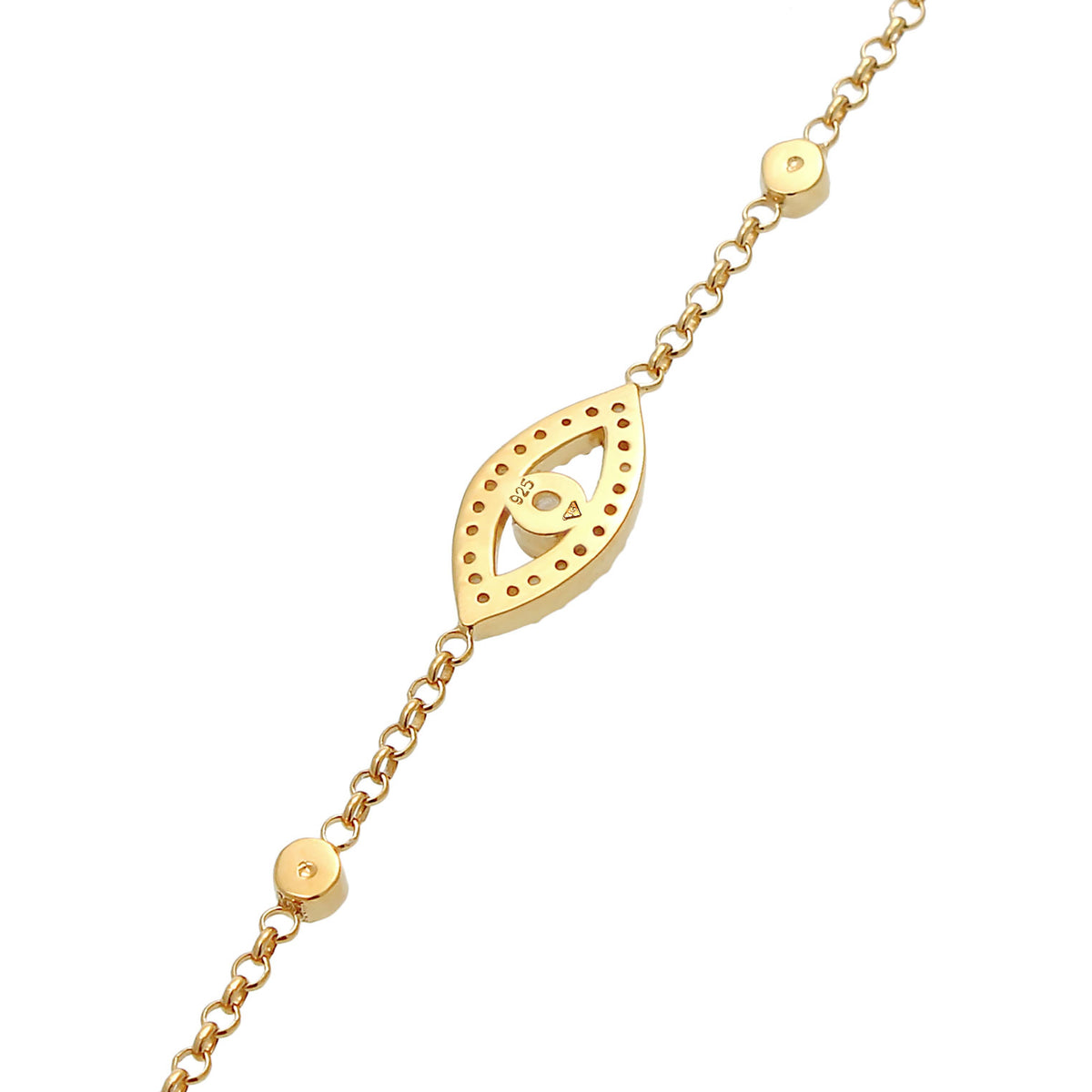 Gold - Elli | Armband Evil Eye | Zirkonia ( Weiß ) | 925 Sterling Silber vergoldet