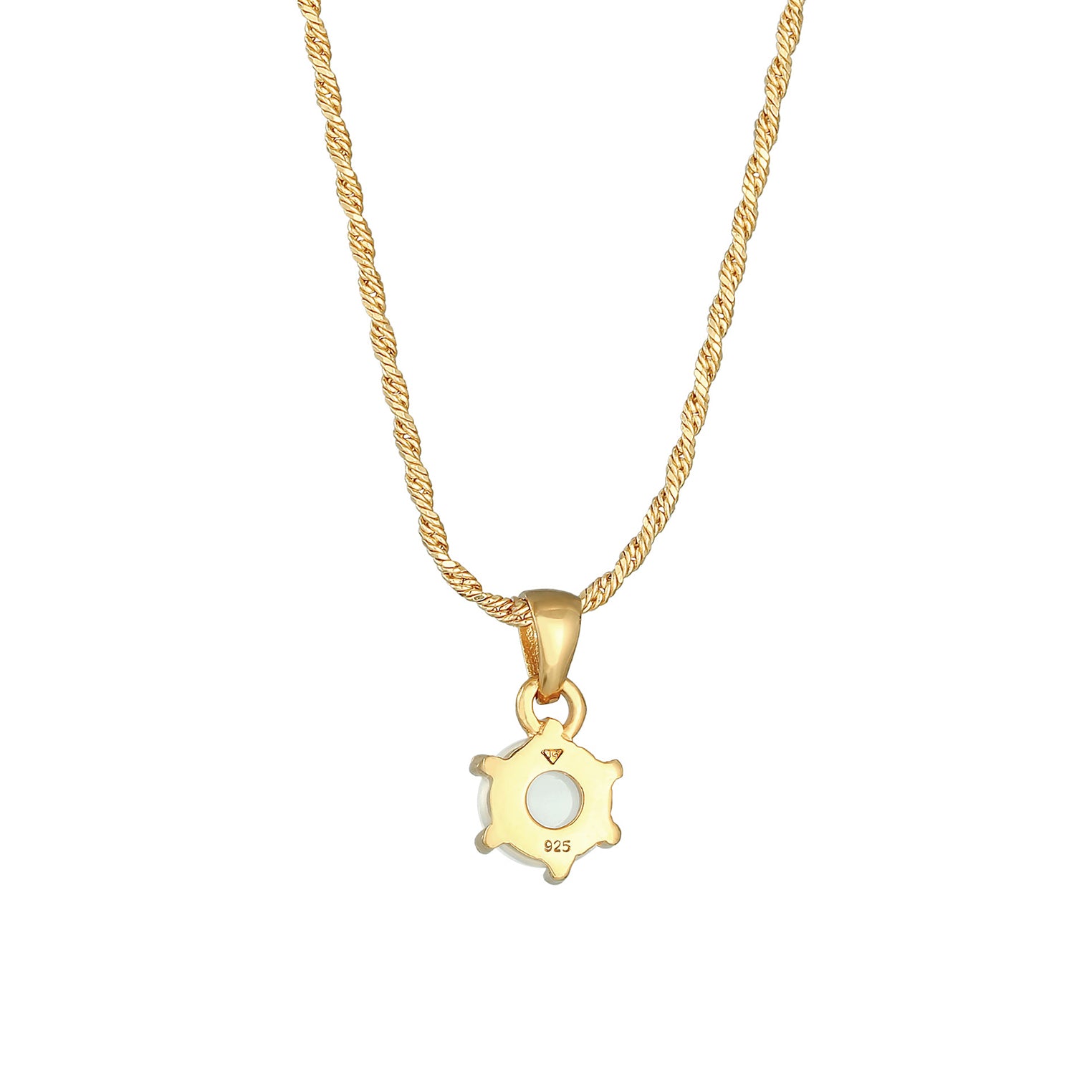 Gold - Elli PREMIUM | Kordel-Halskette | Mondstein ( Weiß ) | 925 Sterling Silber vergoldet