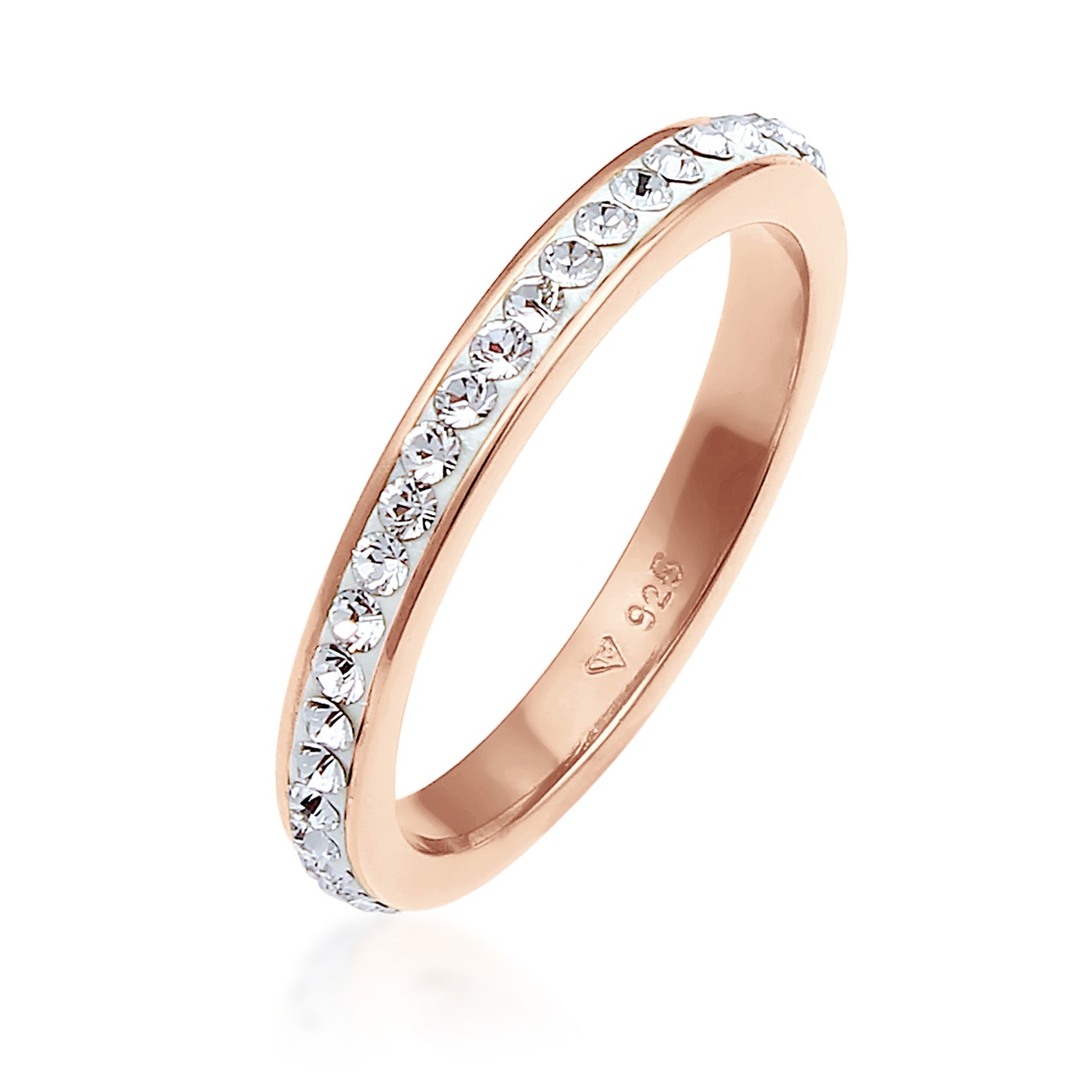 Rosa - Elli | Bandring | Mit Kristallen von Swarovski® (Weiß) | 925 Sterling Silber Rosegold