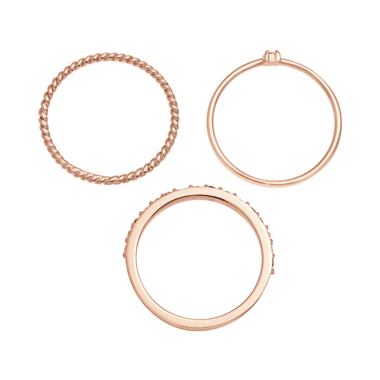 Rosa - Elli | Ringset | Kristall ( Weiß ) | 925 Sterling Silber Rosegold