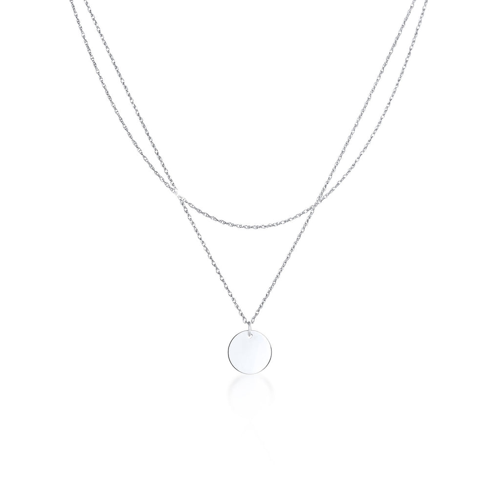 Silber - Elli | Layer-Halskette Kreis | 925er Sterling Silber