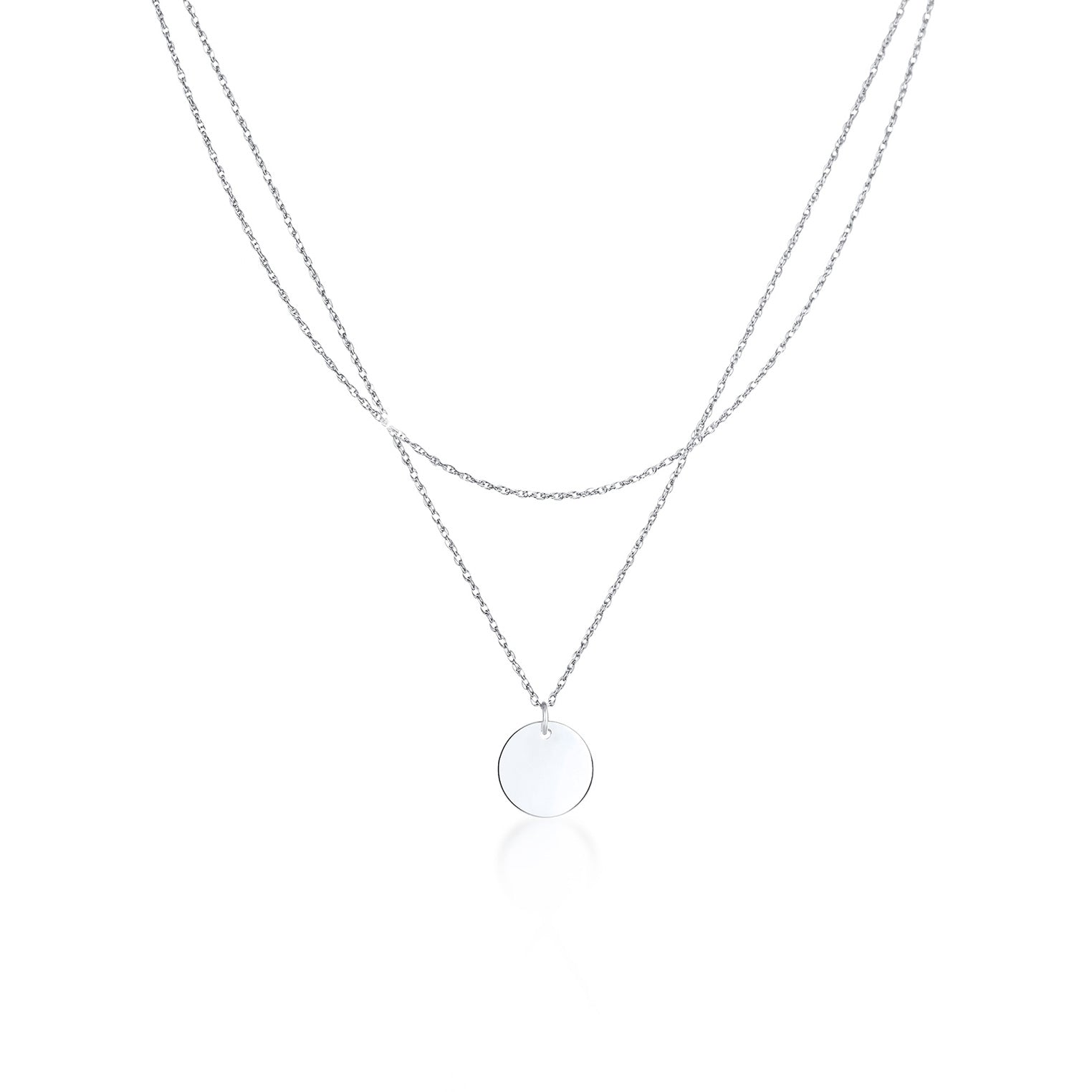 Silber - Elli | Layer-Halskette Kreis | 925er Sterling Silber