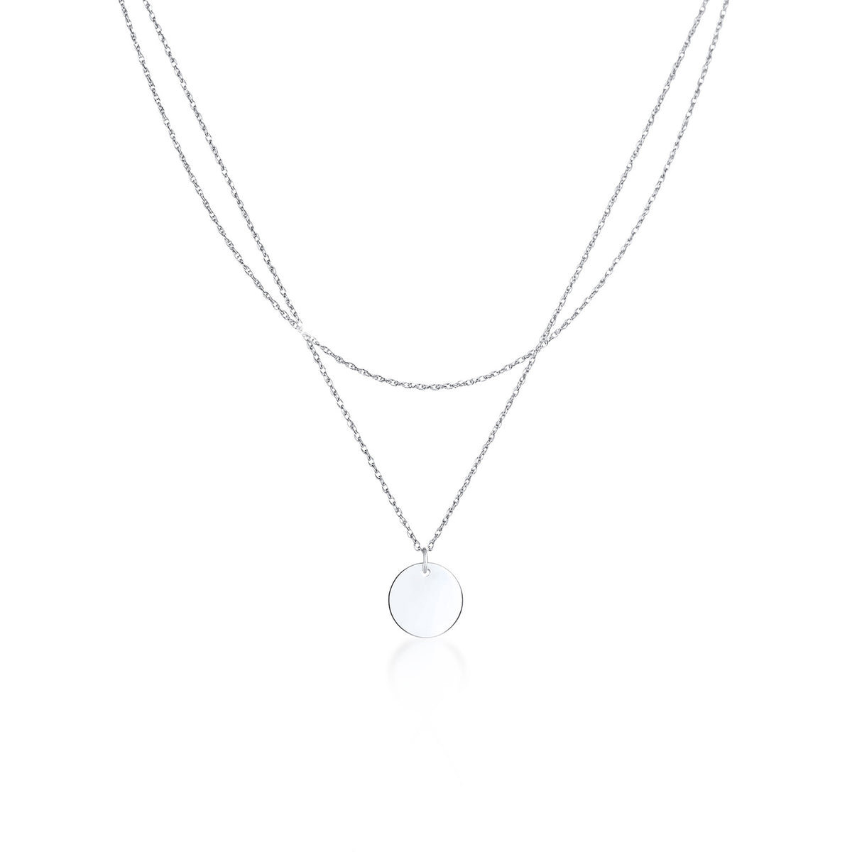 Silber - Elli | Layer-Halskette Kreis | 925er Sterling Silber