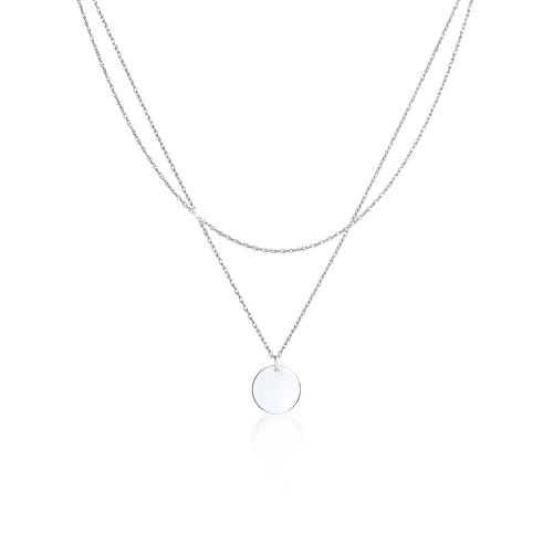 Silber - Elli | Layer-Halskette Kreis | 925er Sterling Silber