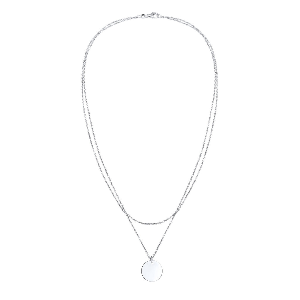 Silber - Elli | Layer-Halskette Kreis | 925er Sterling Silber