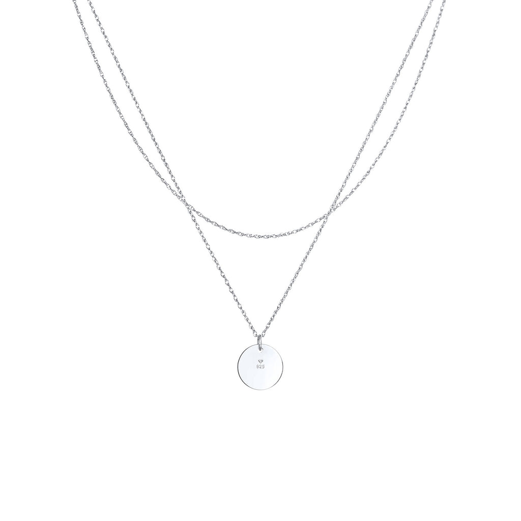 Silber - Elli | Layer-Halskette Kreis | 925er Sterling Silber