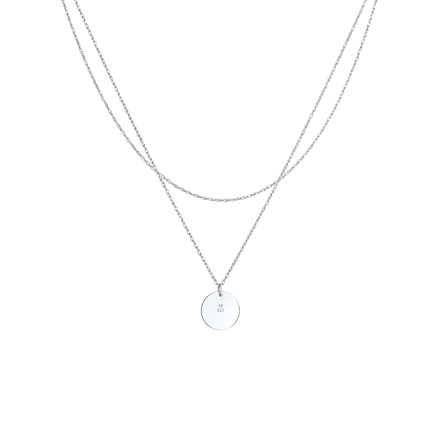 Silber - Elli | Layer-Halskette Kreis | 925er Sterling Silber