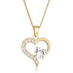 Gold - Elli | Halskette Herz | Mit Kristallen von Swarovski® (Weiß) | 925 Sterling Silber vergoldet